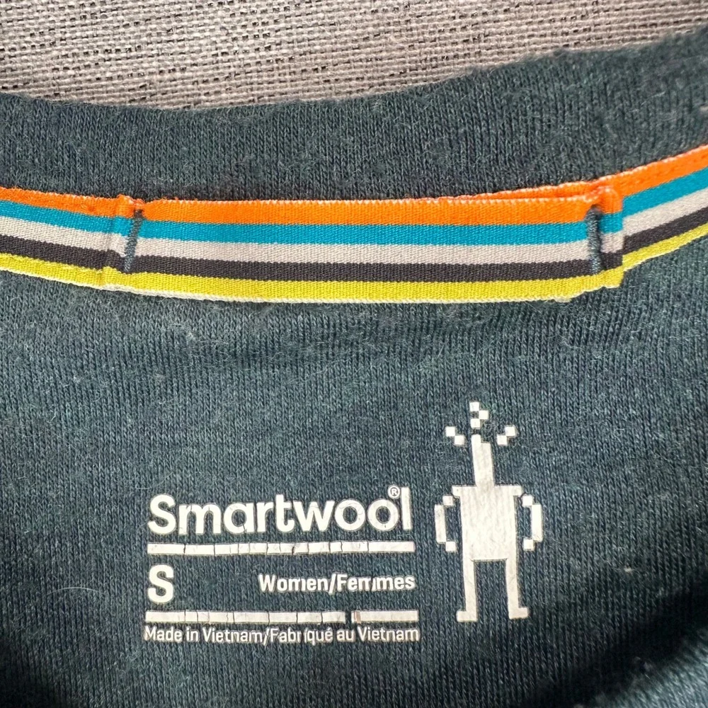 Smartwool Base Layer Top Shirt Womens S Teal Green 100% Merino Wool Long Sleeve - Picture 3 of 11